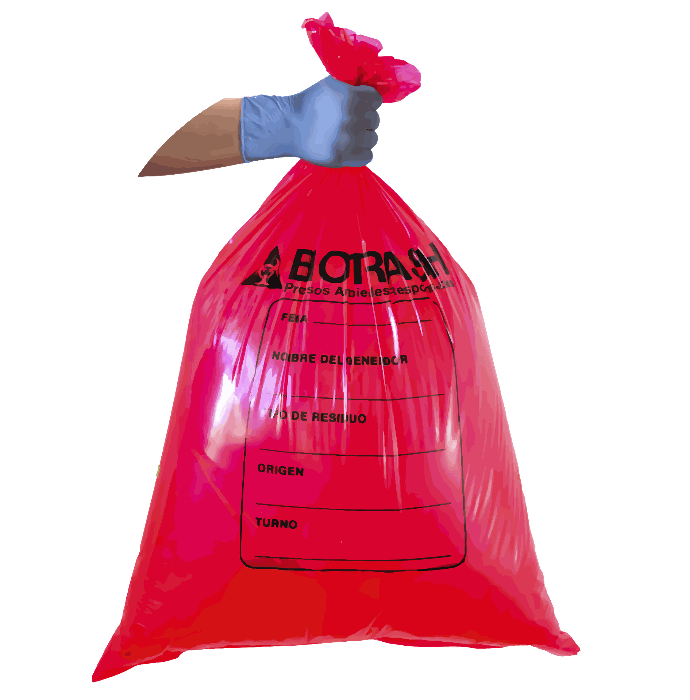 Bolsa de polipropileno roja 20*30*30 micrones con logo | BIOTRASH